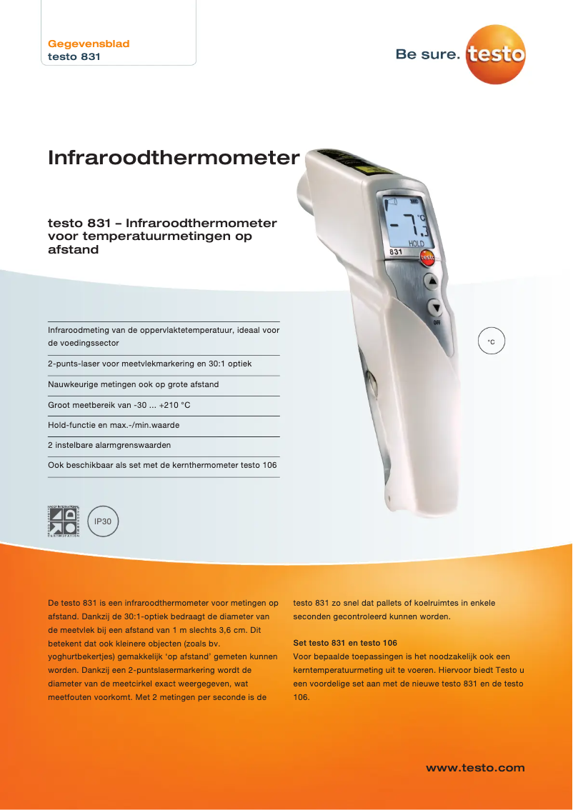 Page 1 de la notice Brochure Testo 831