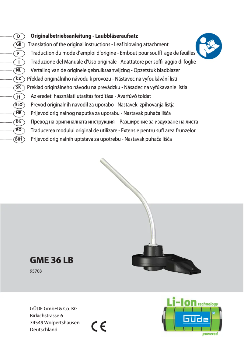 Page 1 de la notice Manuel utilisateur Güde GME 36 LB