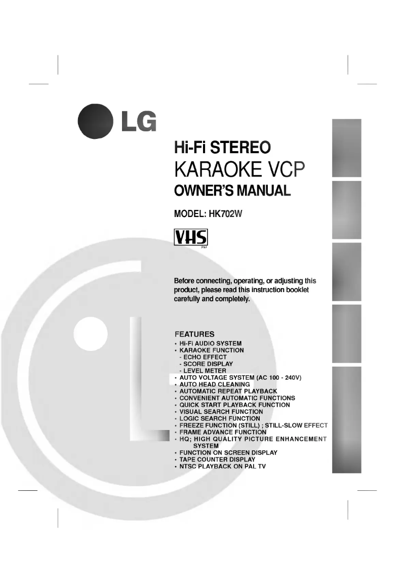 Page n°1 - Manuel utilisateur LG HK702W