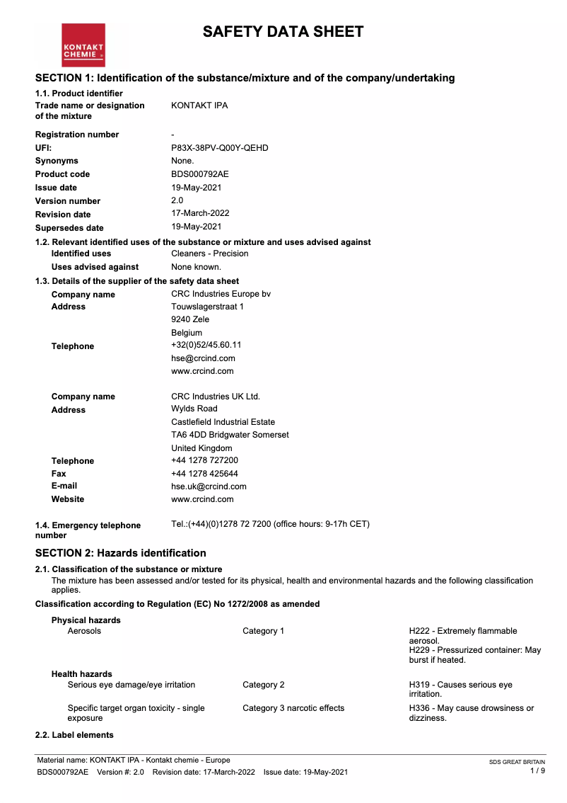 Image de la première page du manuel de l'appareil KONTAKT IPA