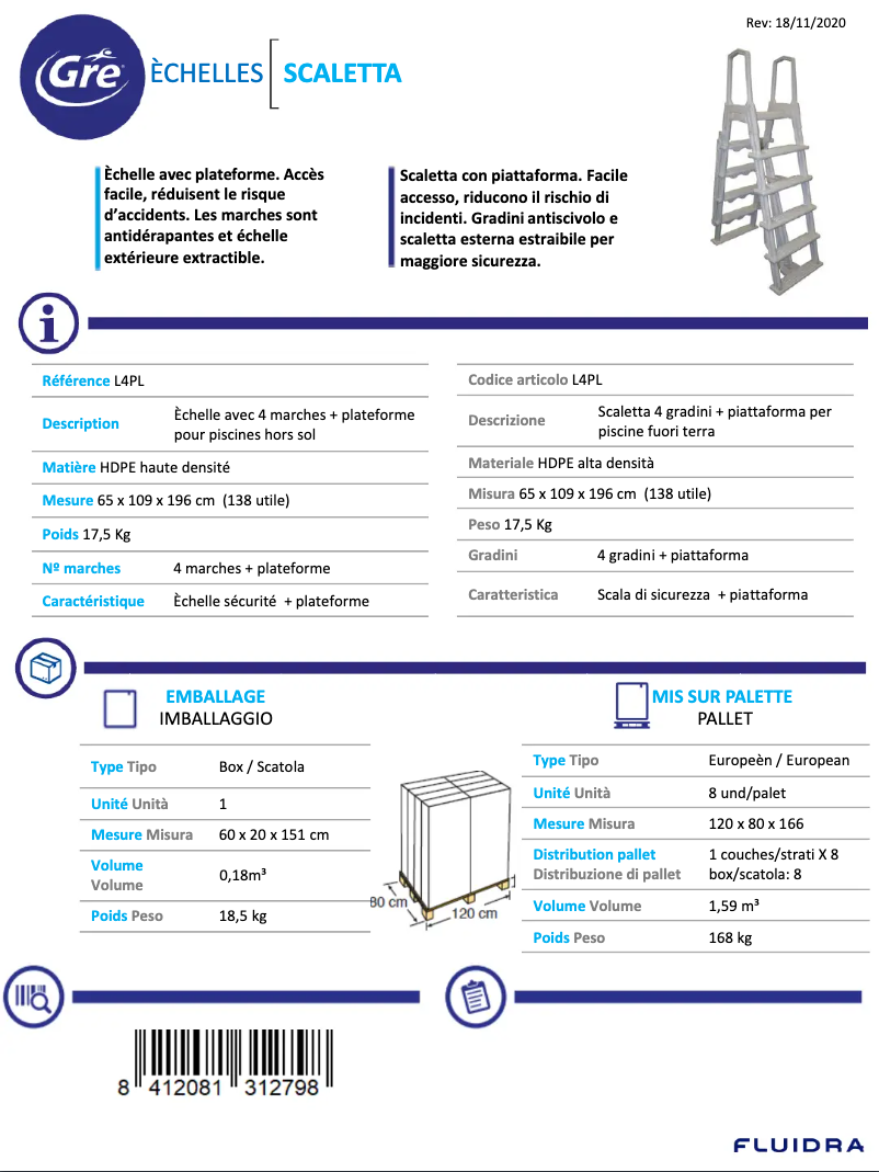 Página 1 del manual Ficha técnica Gre L4PL
