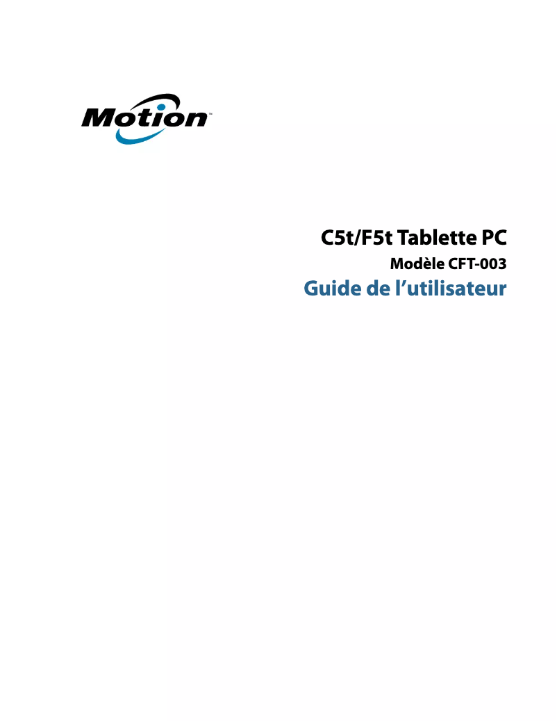 Page n°1 - Manuel utilisateur Motion Computing F5t