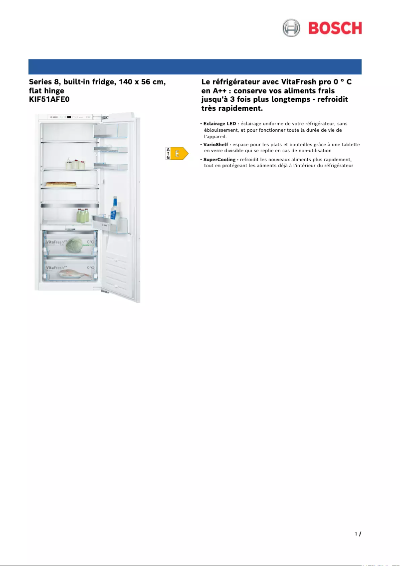 Page n°1 - Fiche technique Bosch KIF51AFE0