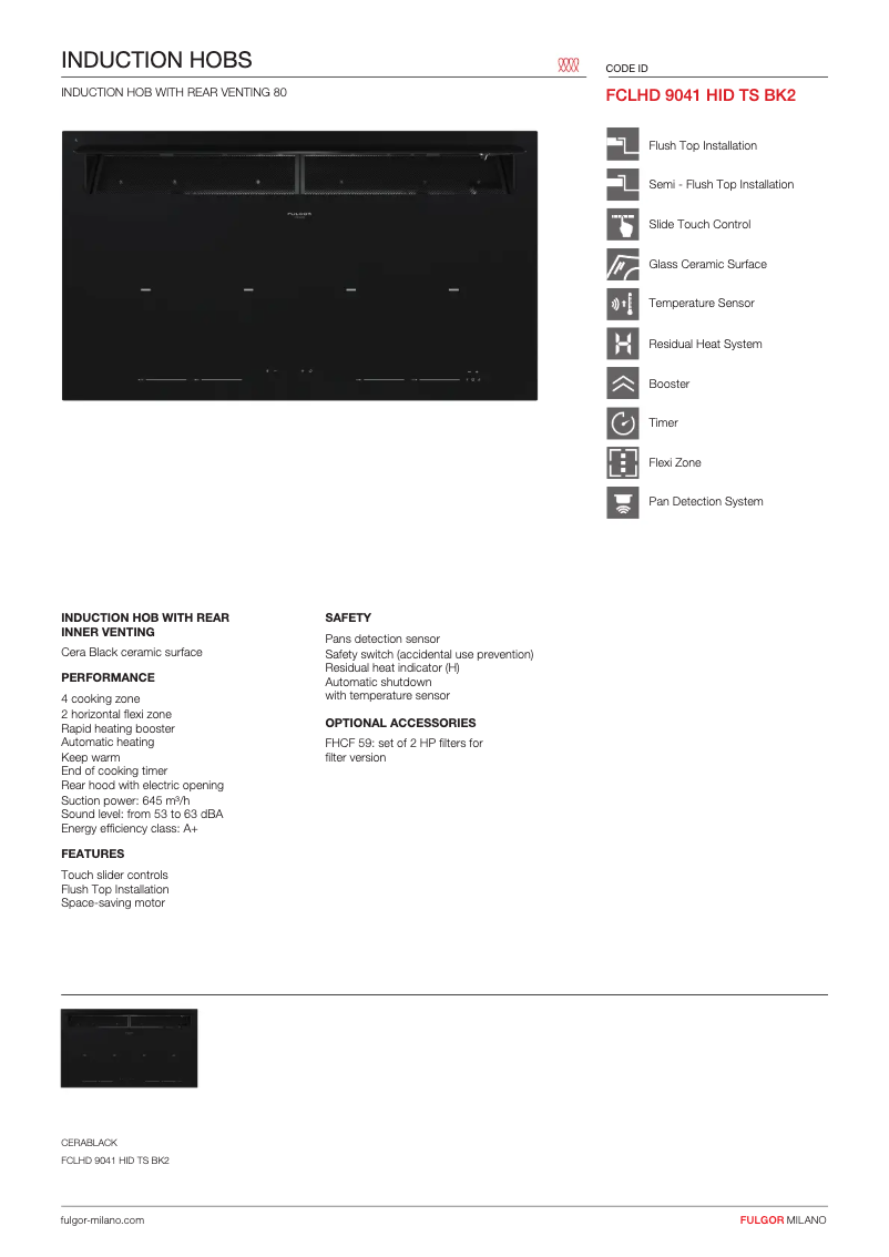 Page n°1 - Fiche technique Fulgor Milano FCLHD 9041 HID TS BK/2