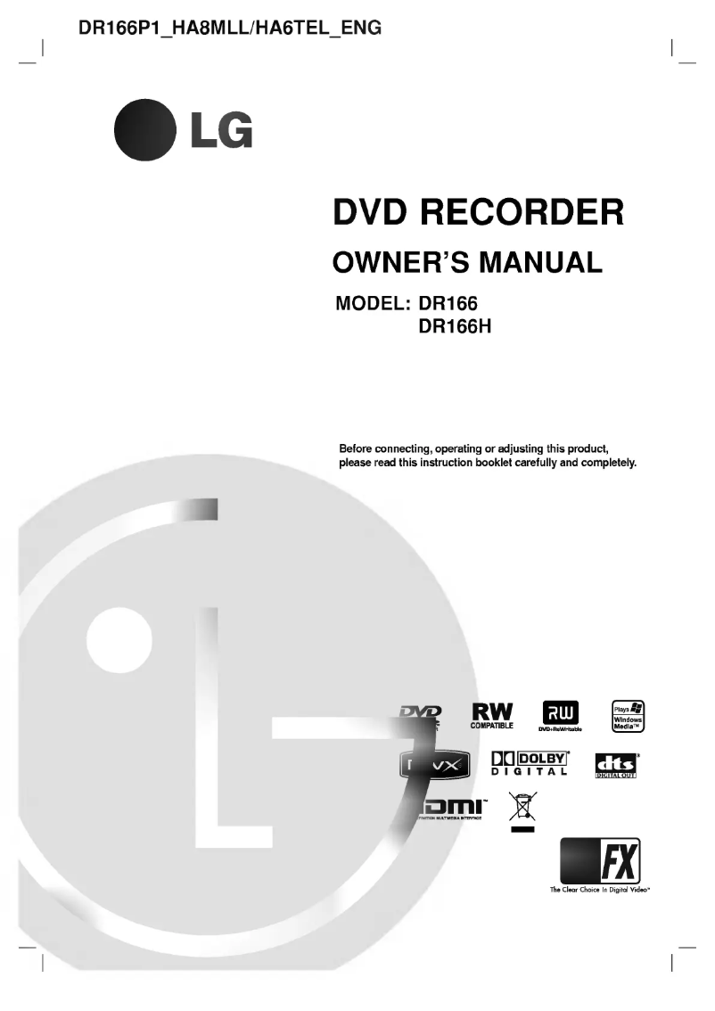 Page n°1 - Manuel utilisateur LG DR166