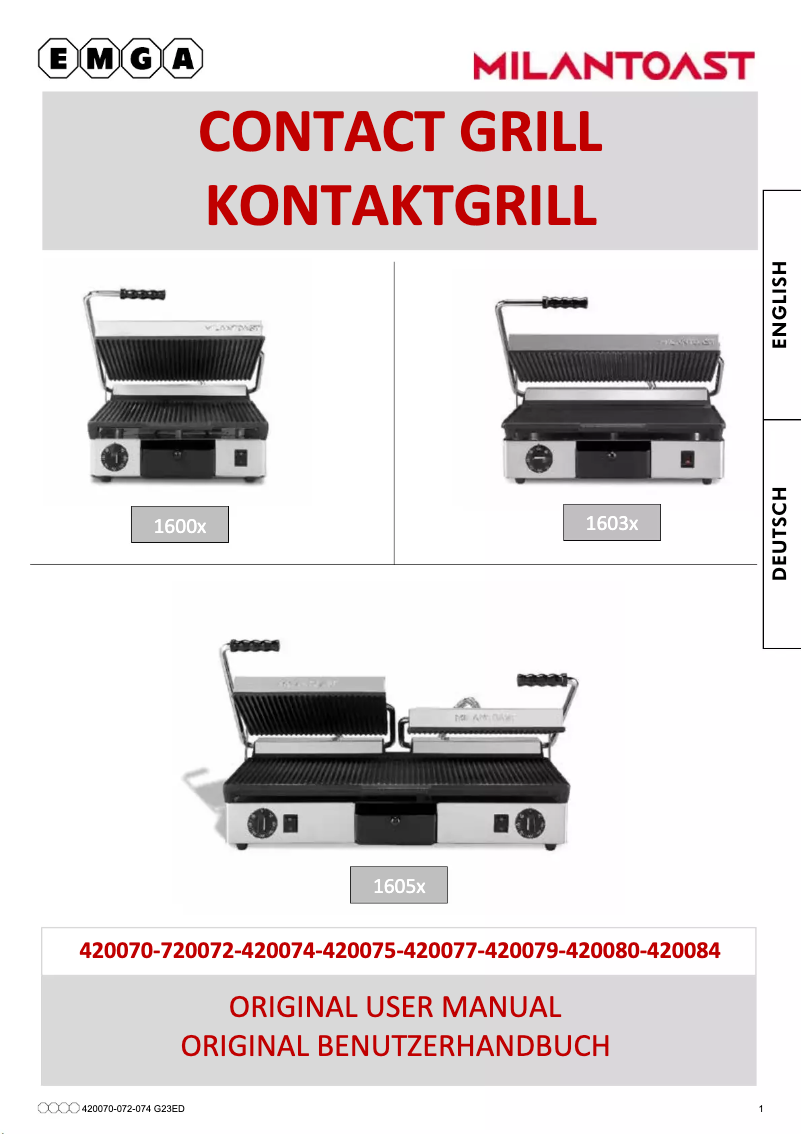 Page 1 de la notice Manuel utilisateur MilanToast 420070