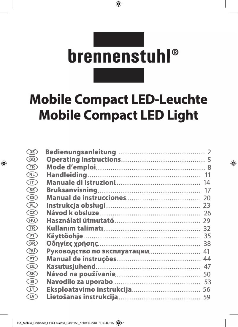 Page n°1 - Manuel utilisateur Brennenstuhl ML CN 130 1S IP 54