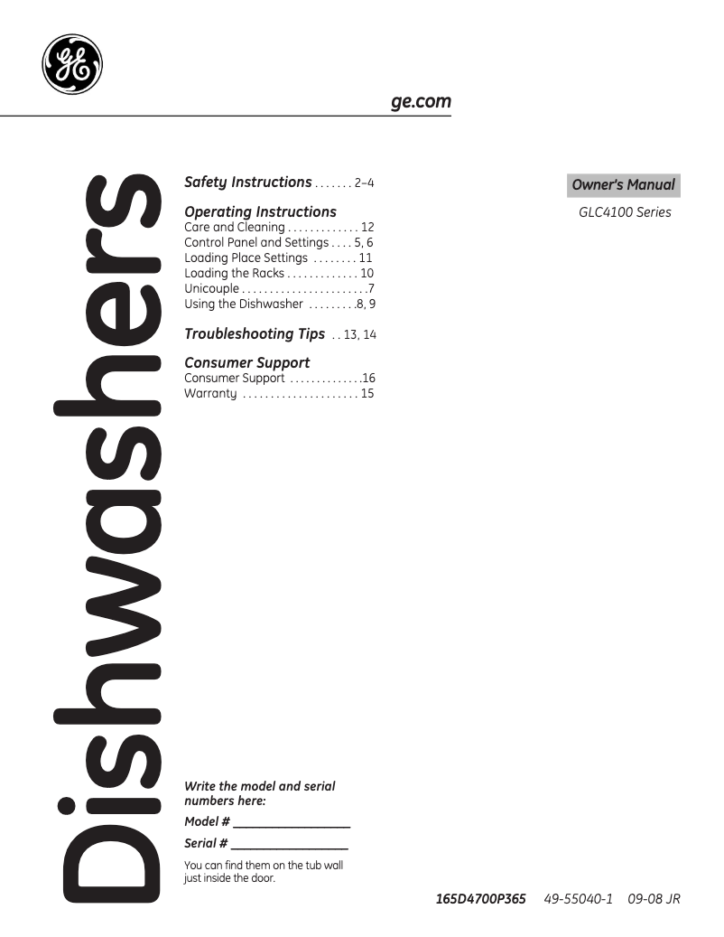 Imagen de la primera página del manual del dispositivo GLC4100NWW