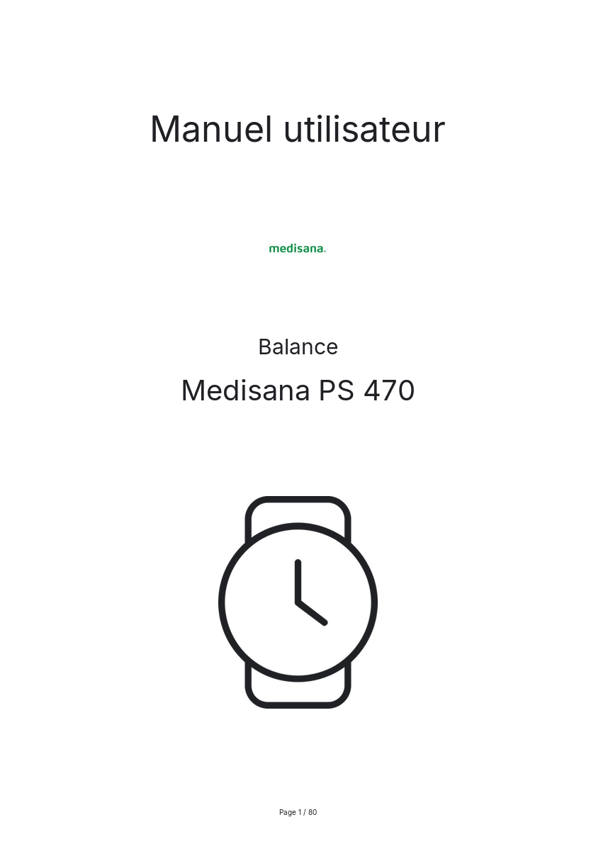 Page n°1 - Manuel utilisateur Medisana PS 470