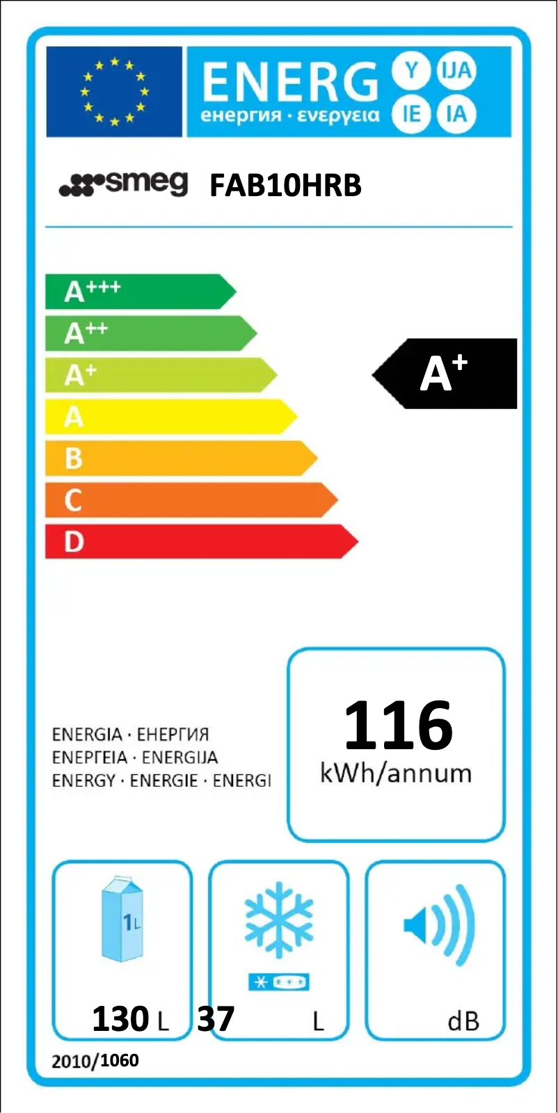 Page n°1 - Label énergétique Smeg FAB10HRB
