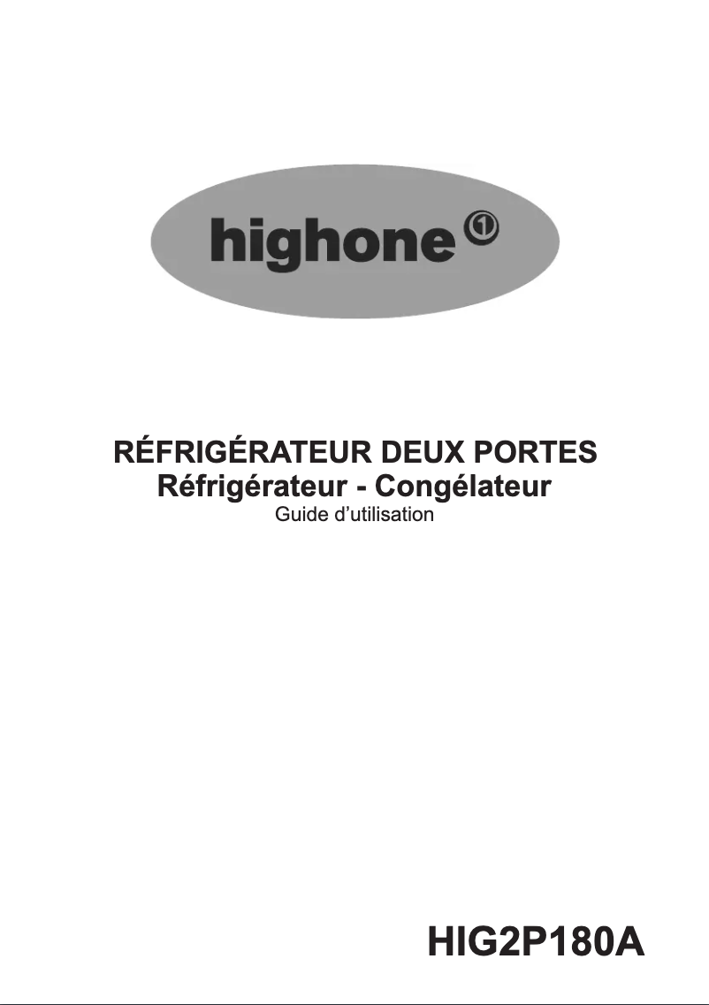 Image de la première page du manuel de l'appareil HIG 2P180A