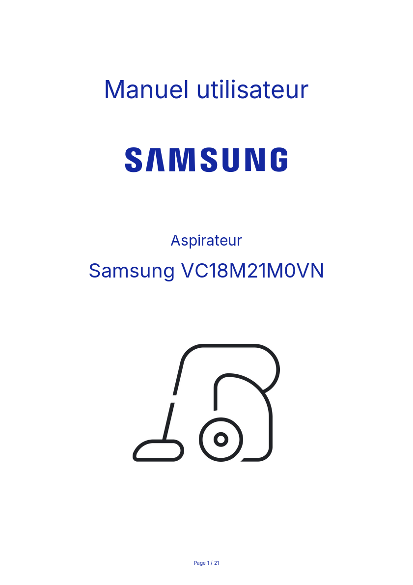 Page n°1 - Manuel utilisateur Samsung VC18M21M0VN