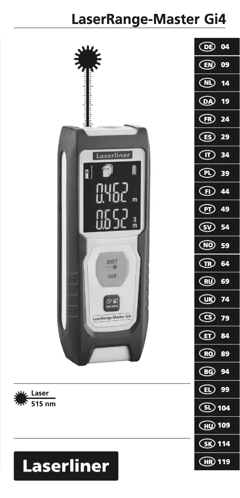 Image de la première page du manuel de l'appareil LaserRange-Master Gi4