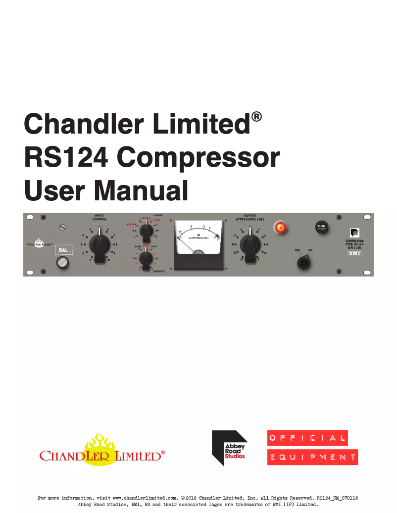 Page 1 de la notice Manuel utilisateur Chandler Abbey Road RS124