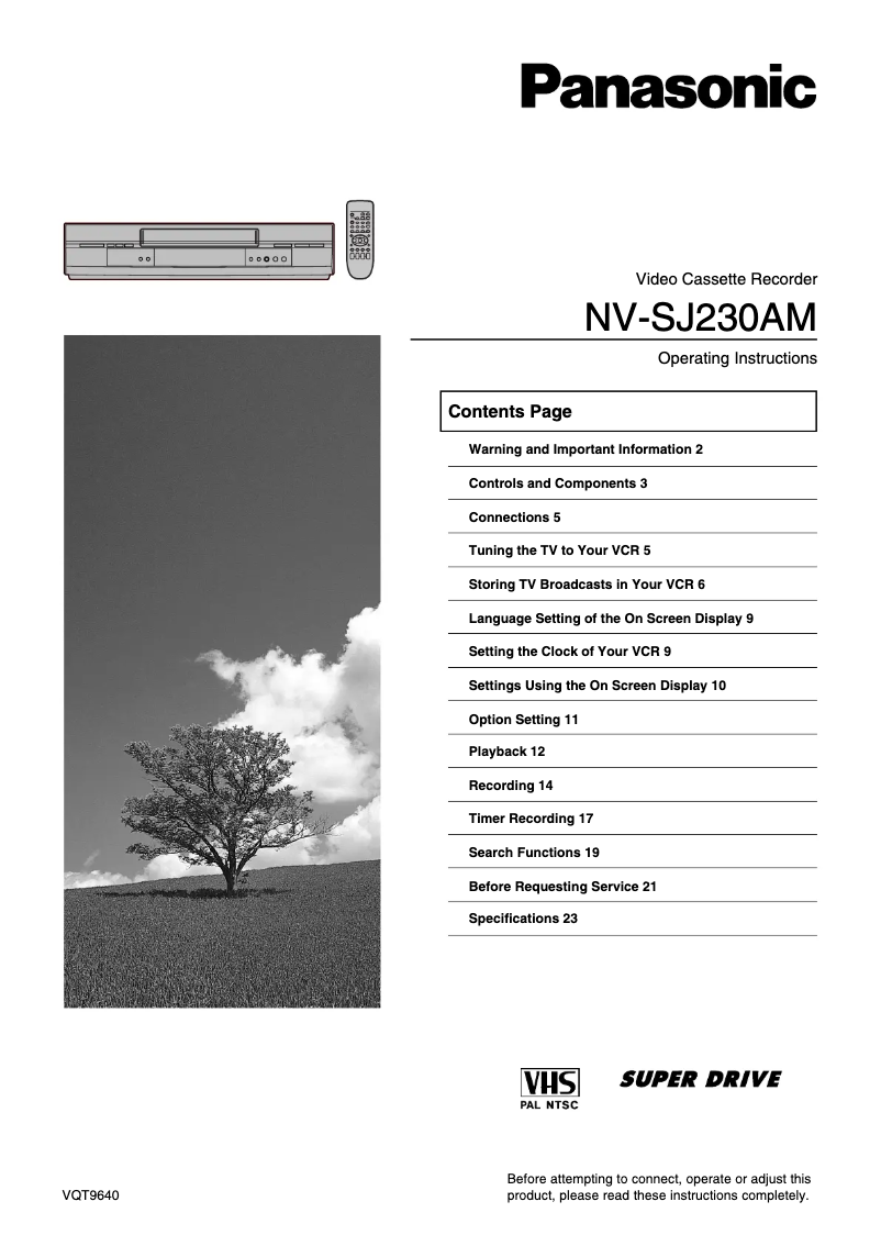 Page n°1 - Manuel utilisateur Panasonic NV-SJ230