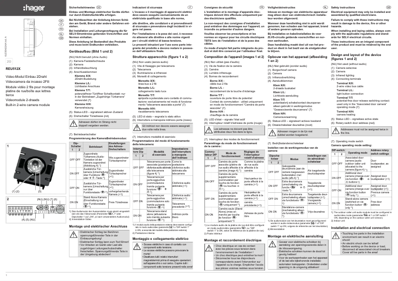 Page 1 de la notice Instructions / montage Hager REU512X