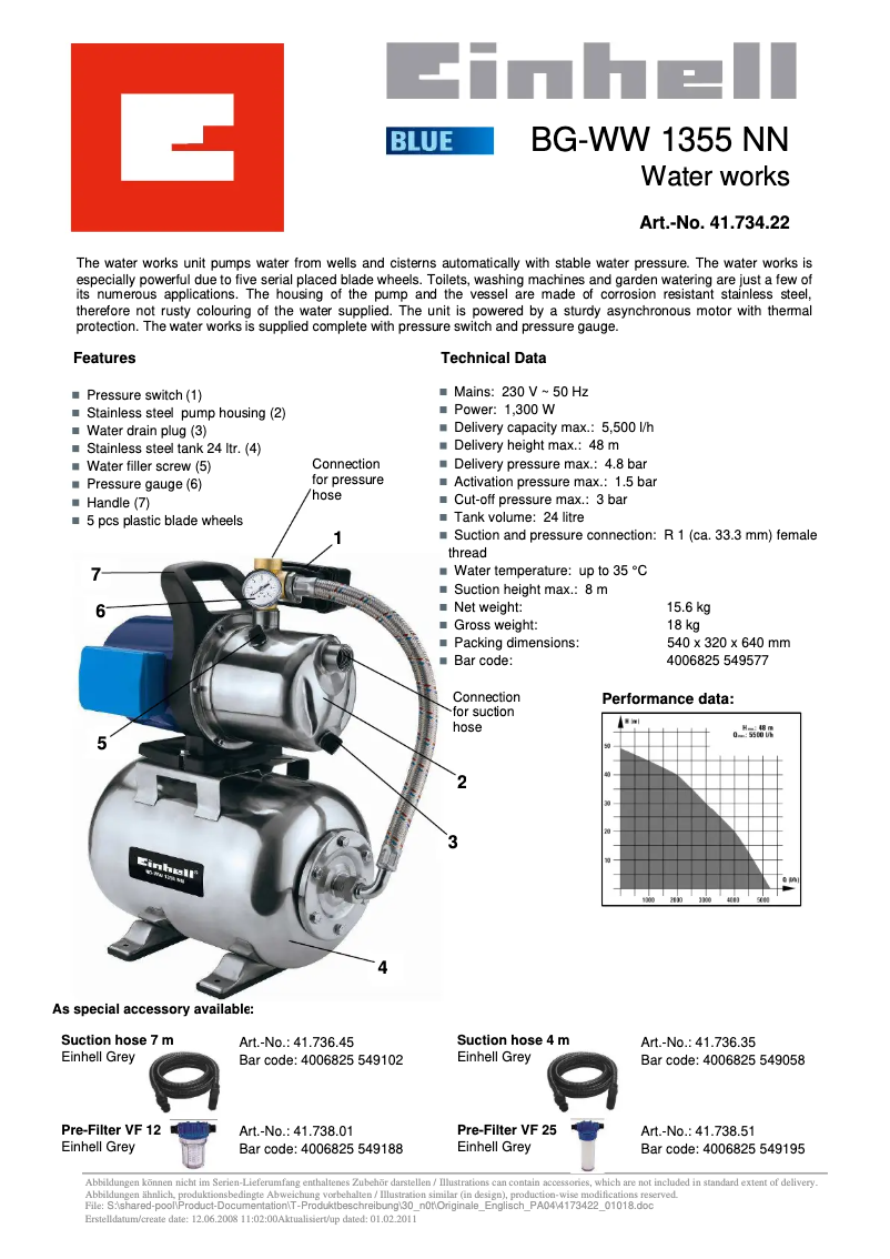 Image de la première page du manuel de l'appareil BG-WW 1355 NN