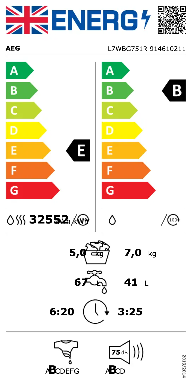 Page n°1 - Label énergétique AEG L7WBG751R