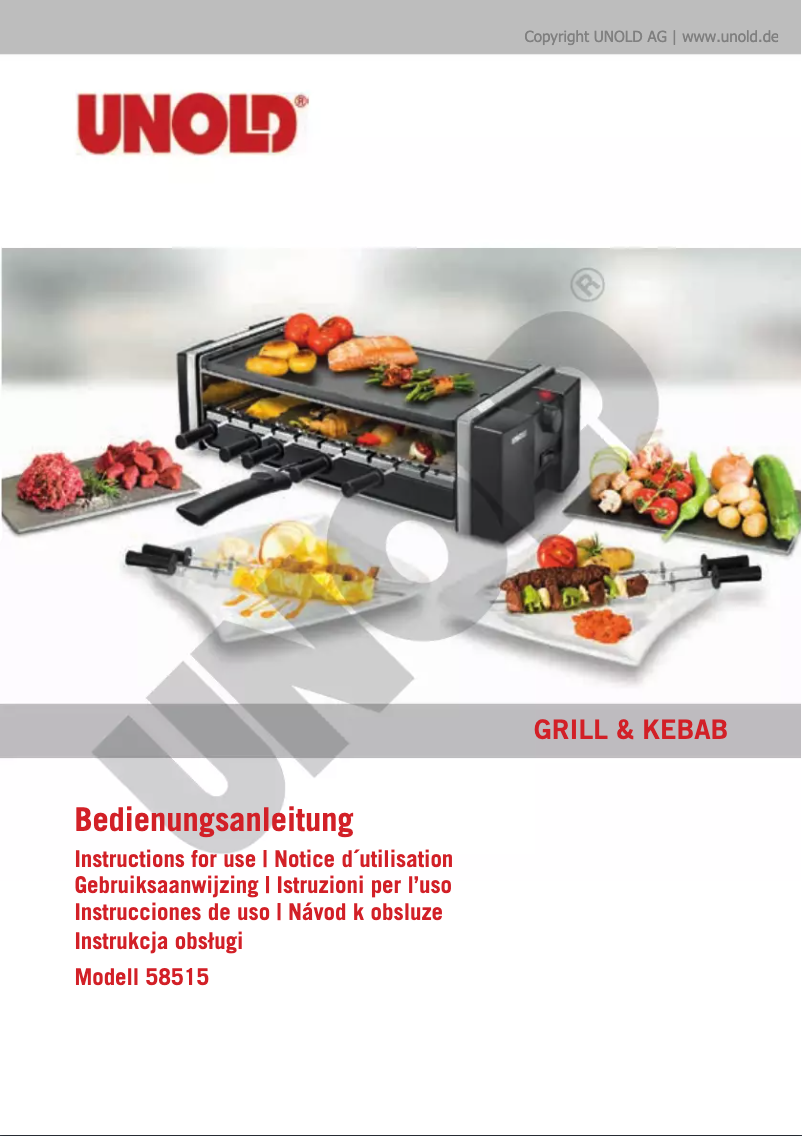 Page n°1 - Manuel utilisateur Unold Grill and Kebab 58515