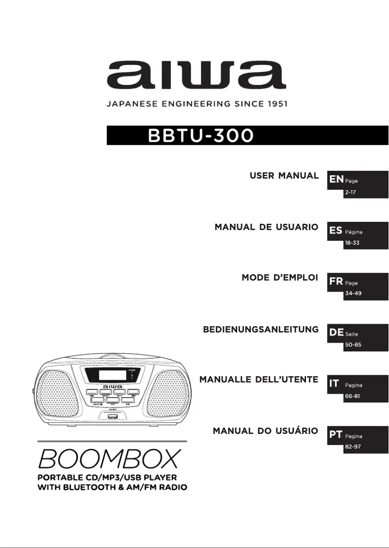 Page 1 de la notice Manuel utilisateur Aiwa BBTU-300
