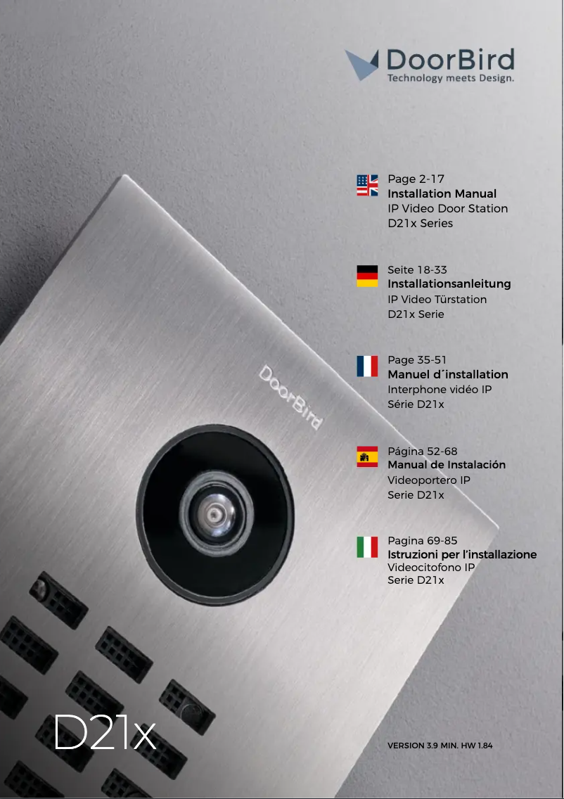 Page 1 de la notice Manuel utilisateur DoorBird D21DKV