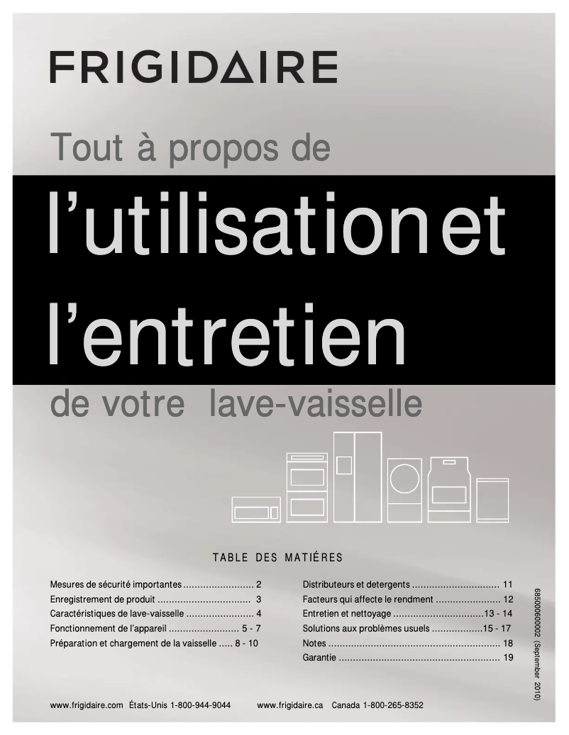 Page n°1 - Manuel utilisateur Frigidaire FGHD2455LF