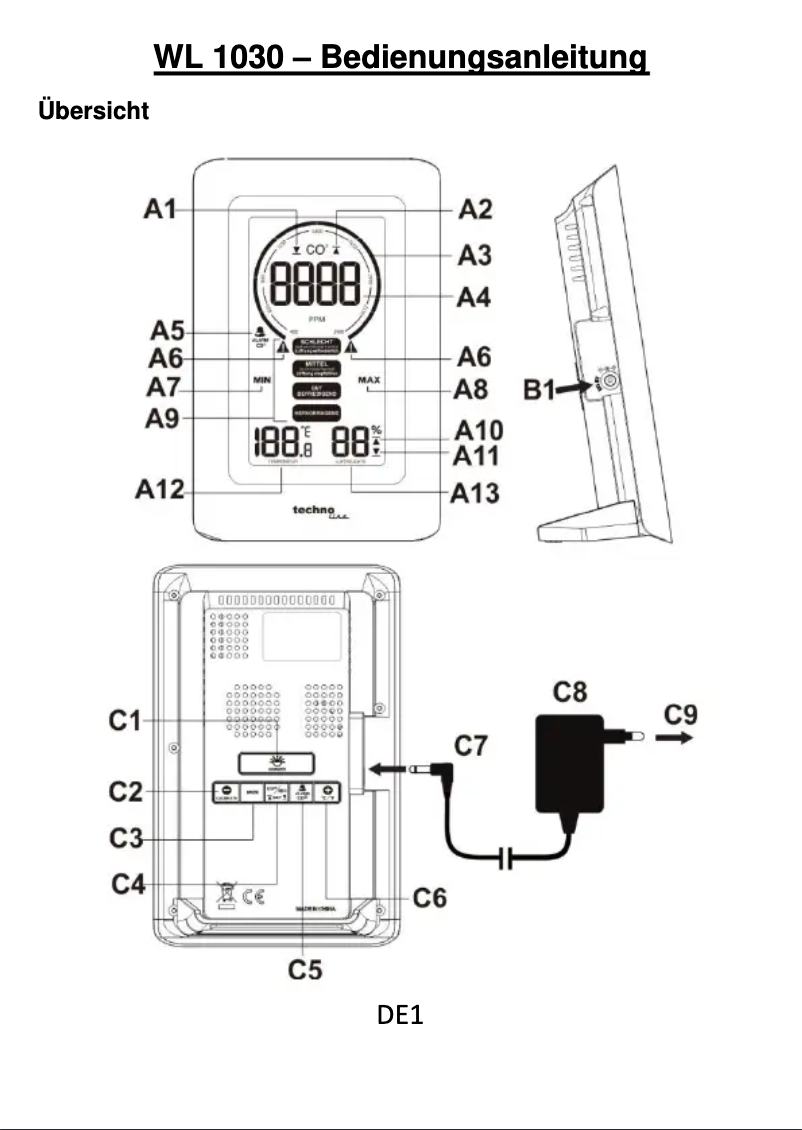 Page 1 de la notice Manuel utilisateur Techno Line WL1030