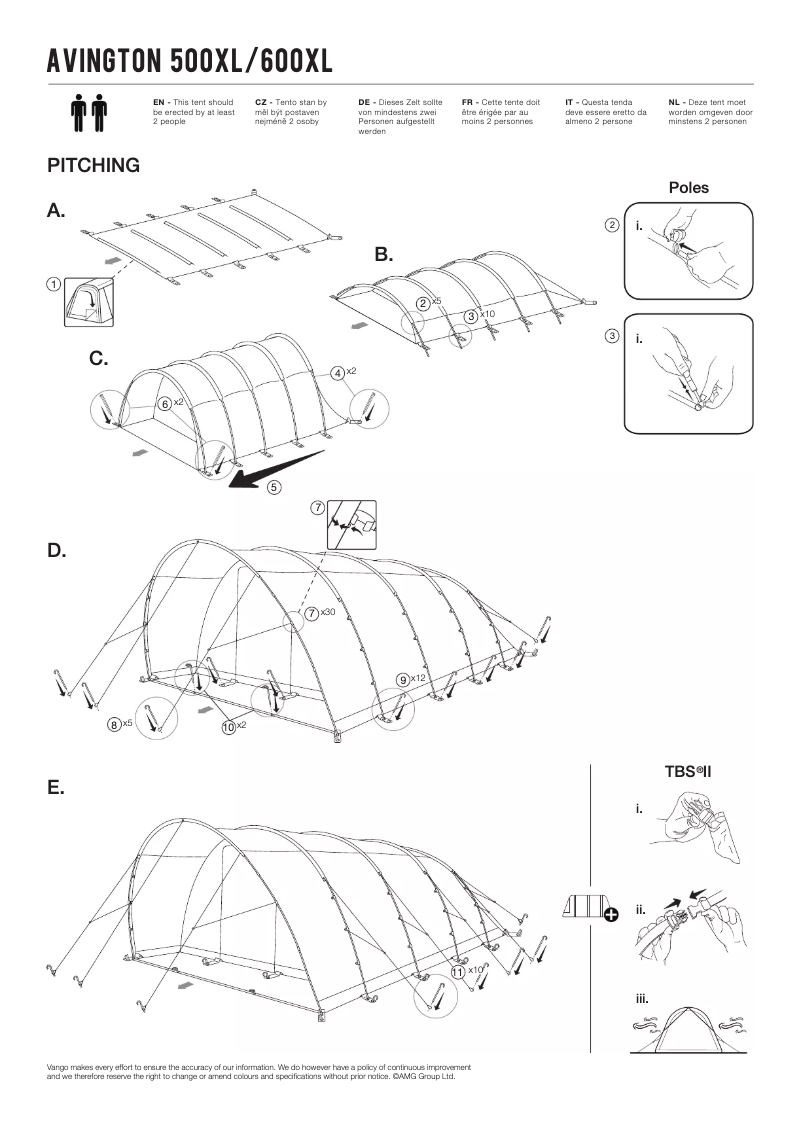 Página 1 del manual Manual de usuario Vango Avington 500XL