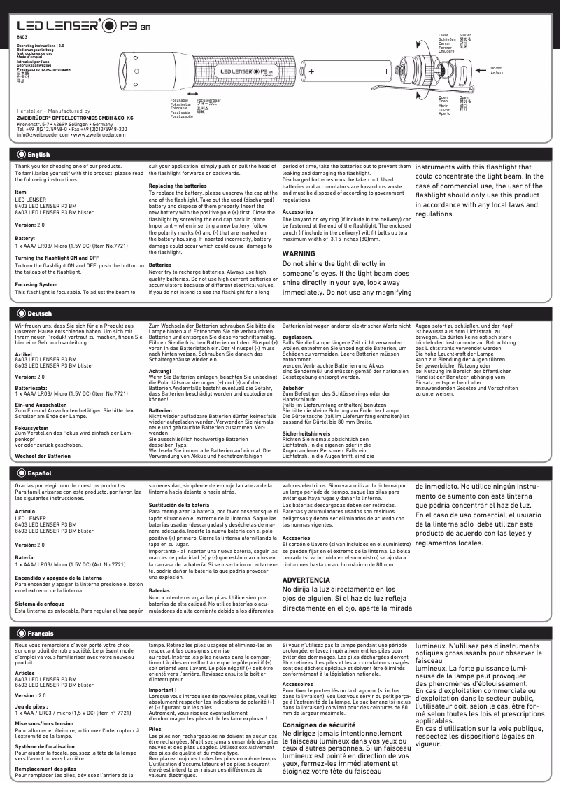 Image de la première page du manuel de l'appareil P3BM