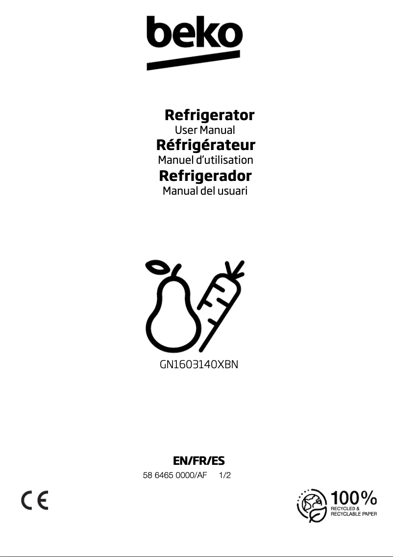 Page n°1 - Manuel utilisateur Beko GN1603140XBN