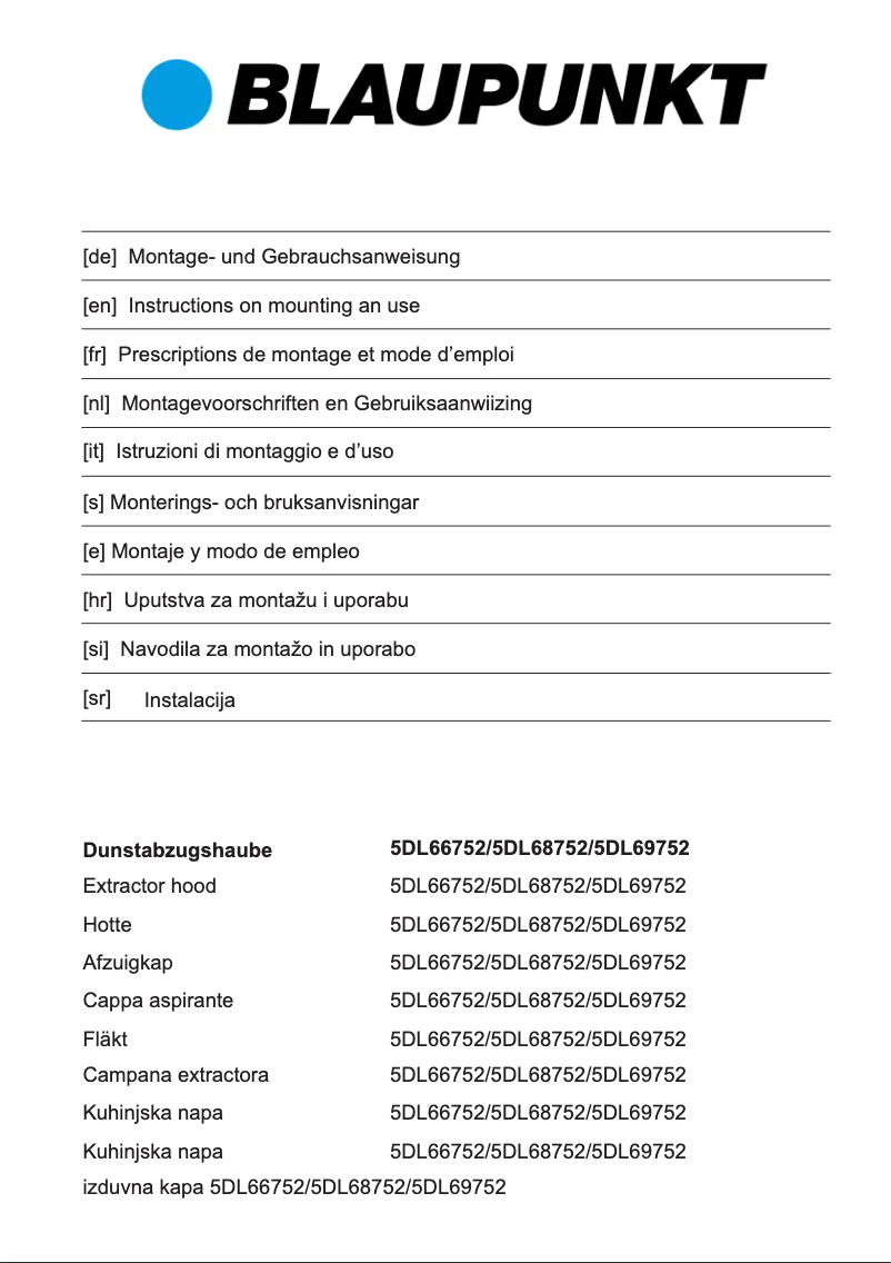 Page n°1 - Manuel utilisateur Blaupunkt 5DL68752
