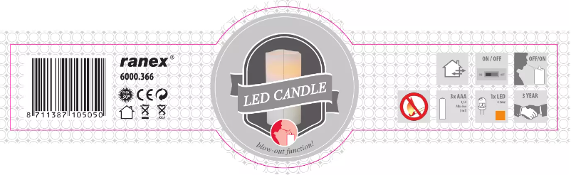 Page n°1 - Manuel utilisateur Ranex Led Candle 6000.366