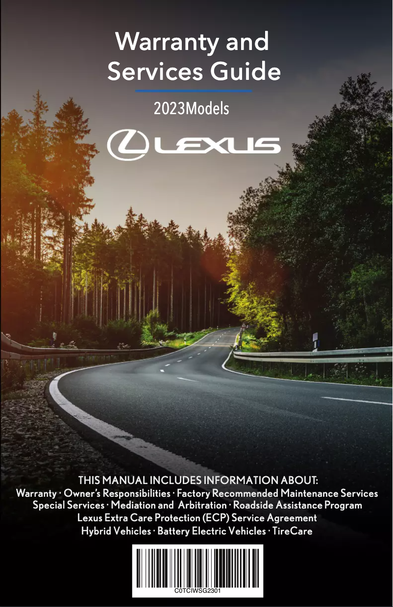 Page 1 de la notice Informations de garantie Lexus LX 600 (2023)