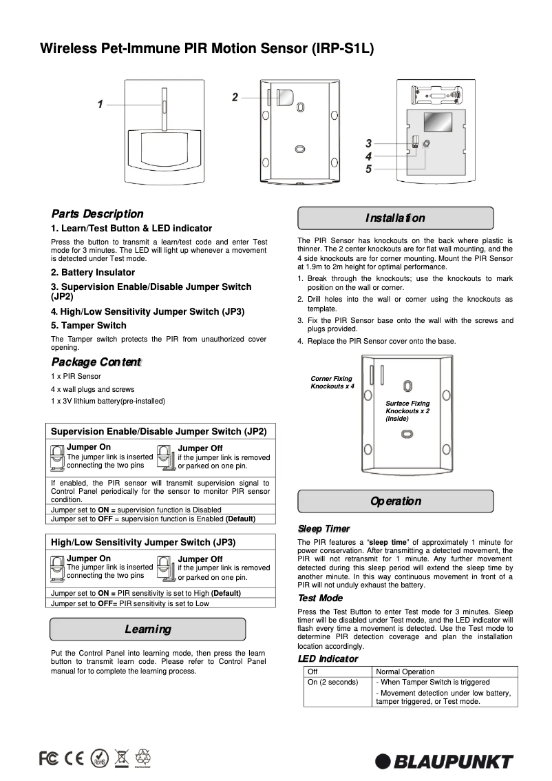 Image de la première page du manuel de l'appareil IR-S1L