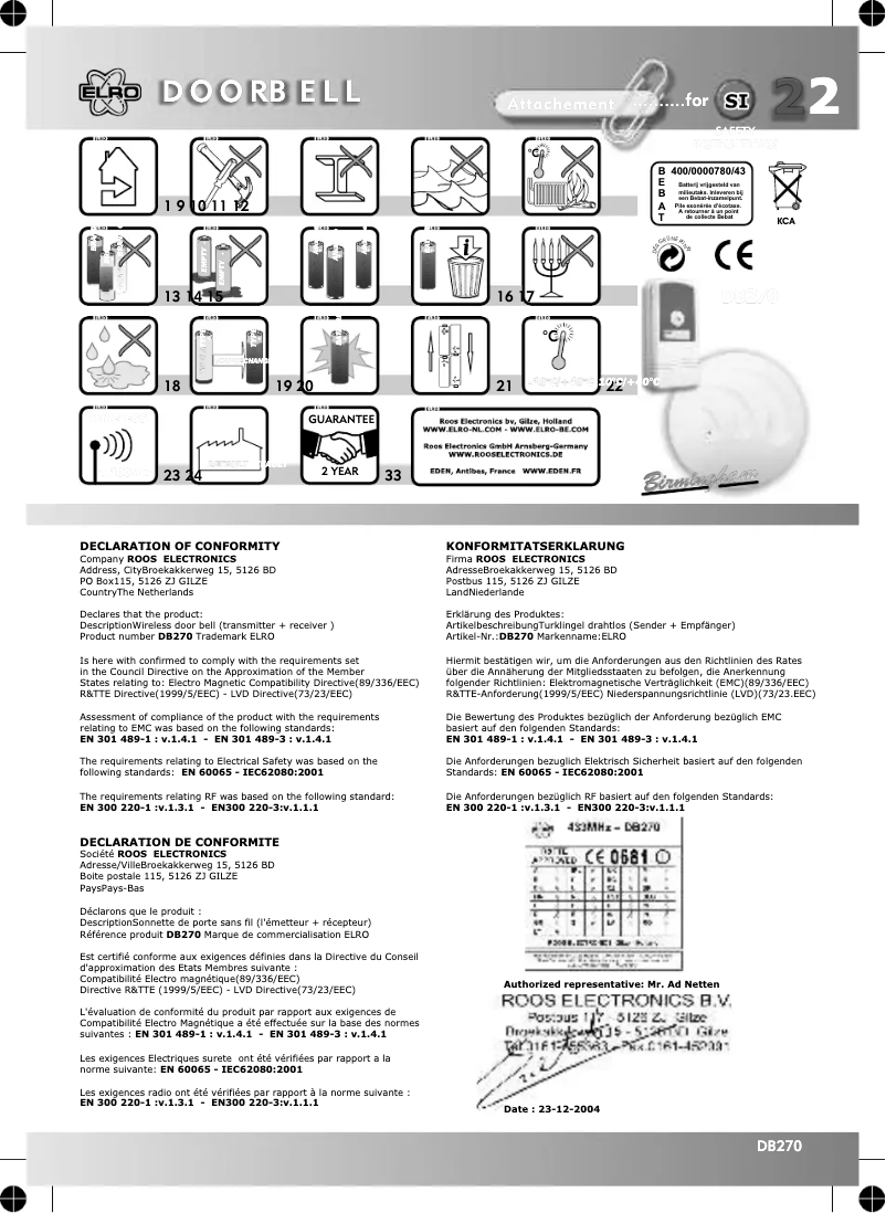 Image de la première page du manuel de l'appareil DB270