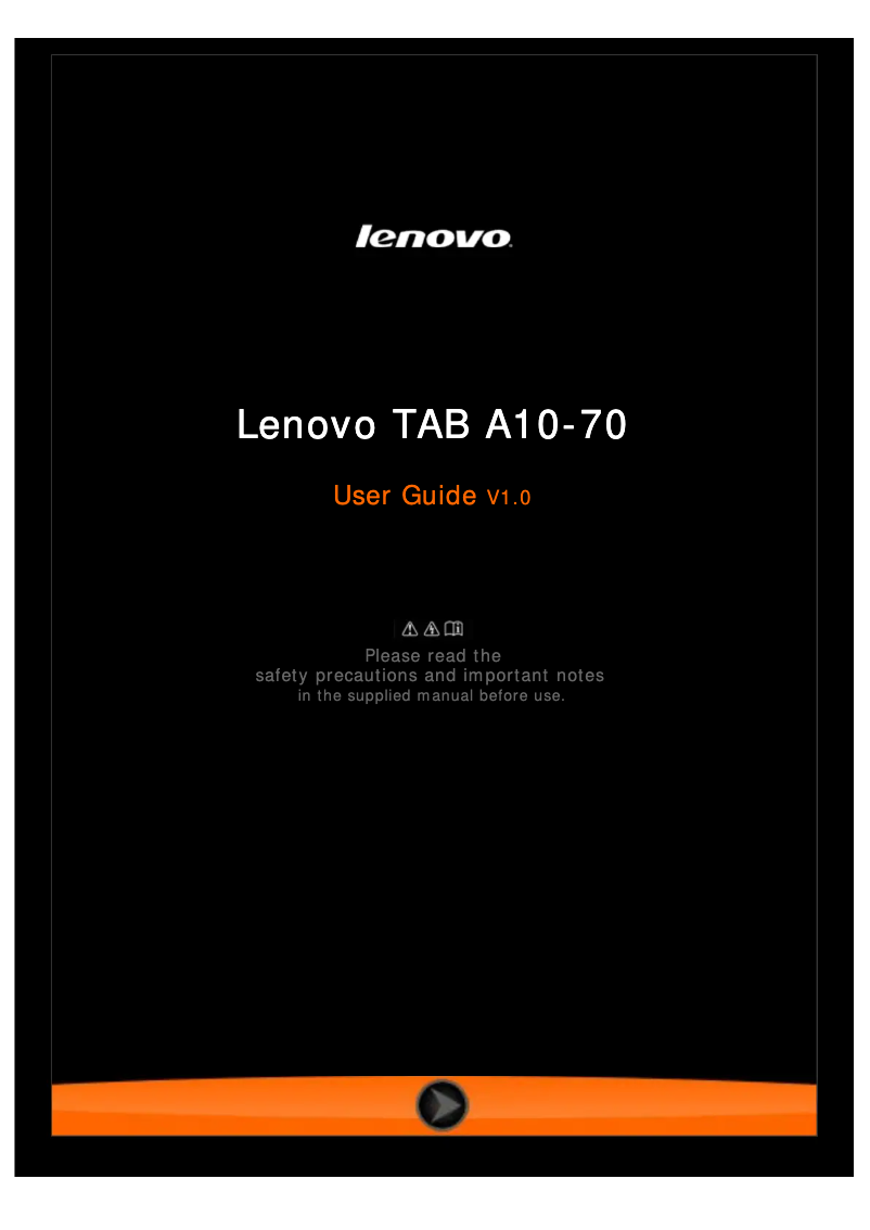 Page n°1 - Manuel utilisateur Lenovo Tab A10-70