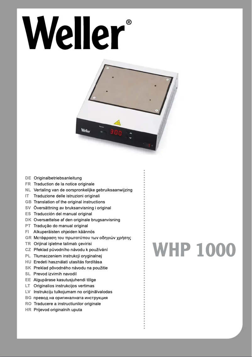 Page n°1 - Manuel utilisateur Weller WHP 1000
