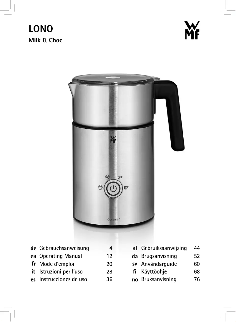 Page n°1 - Manuel utilisateur WMF LONO Milk & Choc
