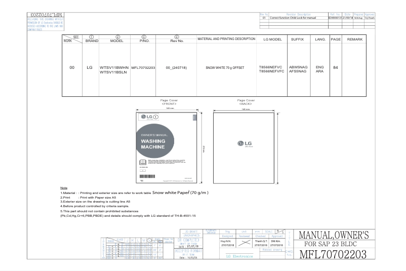 Page n°1 - Manuel utilisateur LG WTSV11BSLN