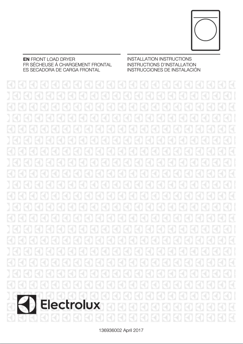 Page n°1 - Guide d'installation Electrolux EFLS210TI-EFDE210TI