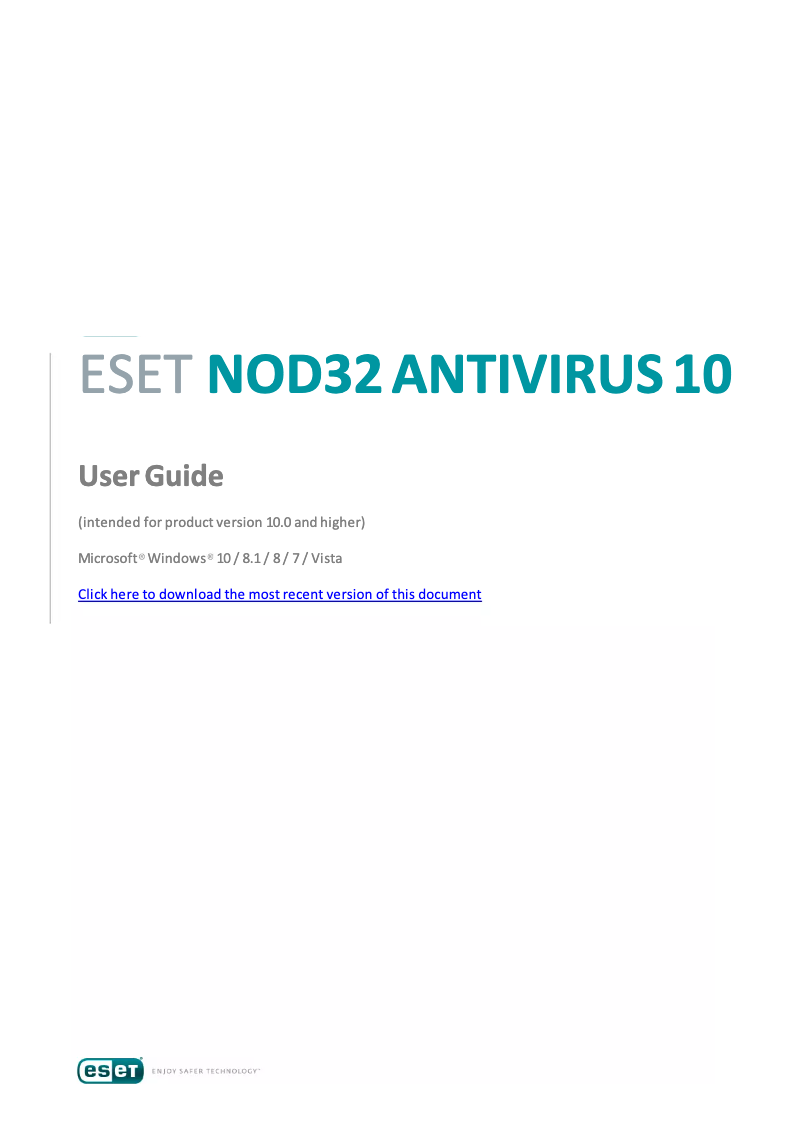 Page n°1 - Manuel utilisateur ESET NOD32 Antivirus 2017