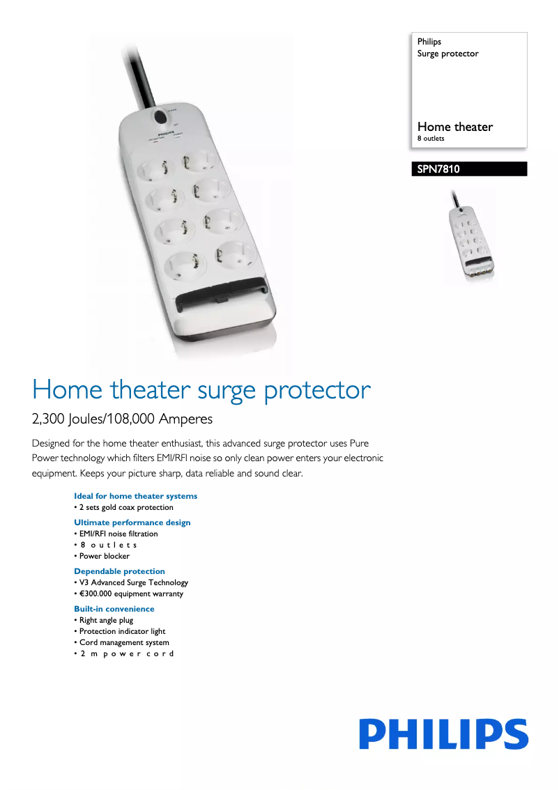 Página 1 del manual Folleto Philips SPN7810