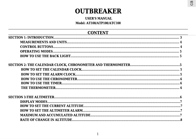Page 1 de la notice Manuel utilisateur Oregon Scientific ATC108