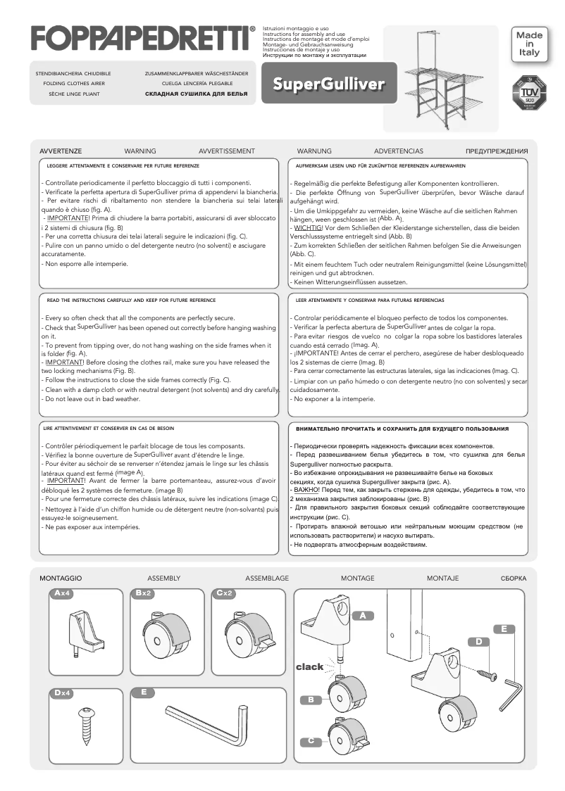 Page 1 de la notice Manuel utilisateur Foppapedretti SuperGulliver
