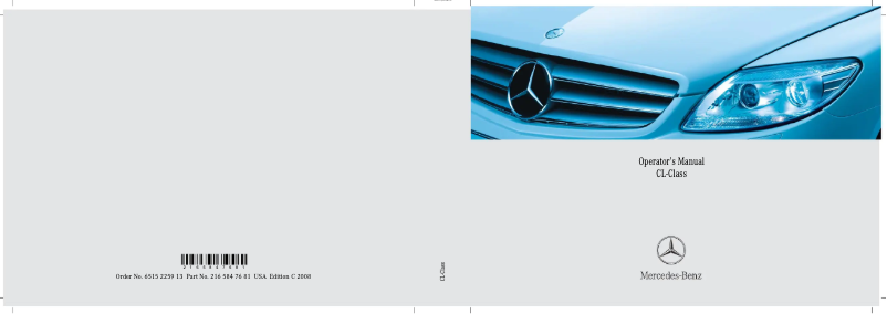Page 1 de la notice Manuel utilisateur Mercedes-Benz CL (2008)