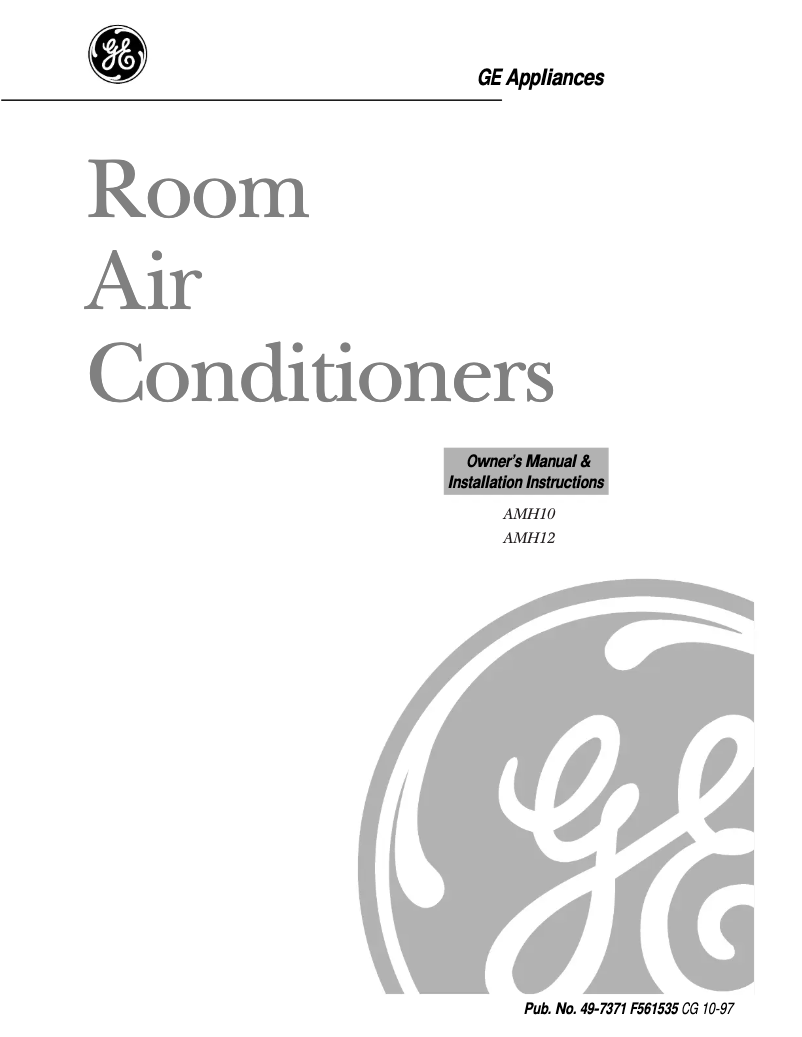 Page 1 de la notice Manuel d'utilisation et d'entretien GE AMH10AA
