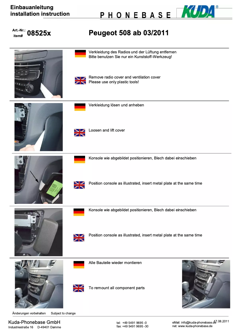 Page 1 de la notice Manuel utilisateur Kuda 085255