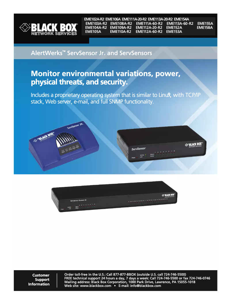 Page n°1 - Manuel utilisateur Black Box AlertWerks EME112A