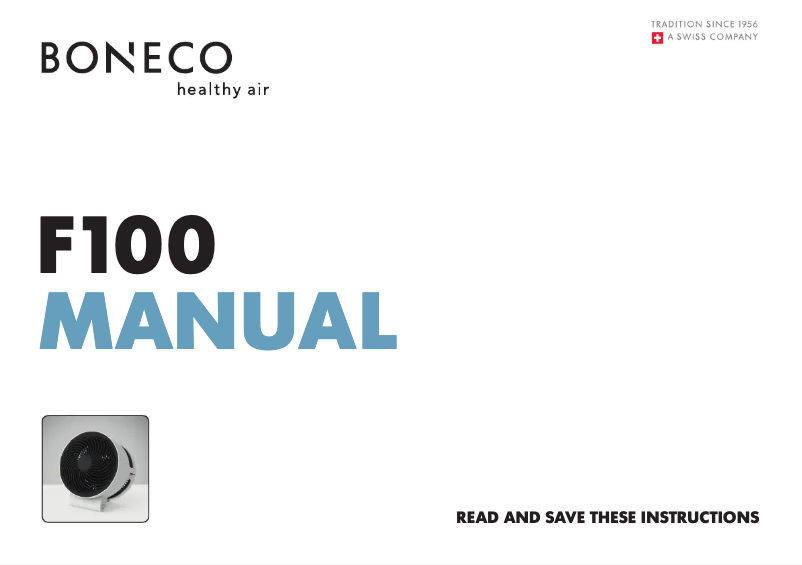 Page 1 de la notice Manuel utilisateur Boneco F100