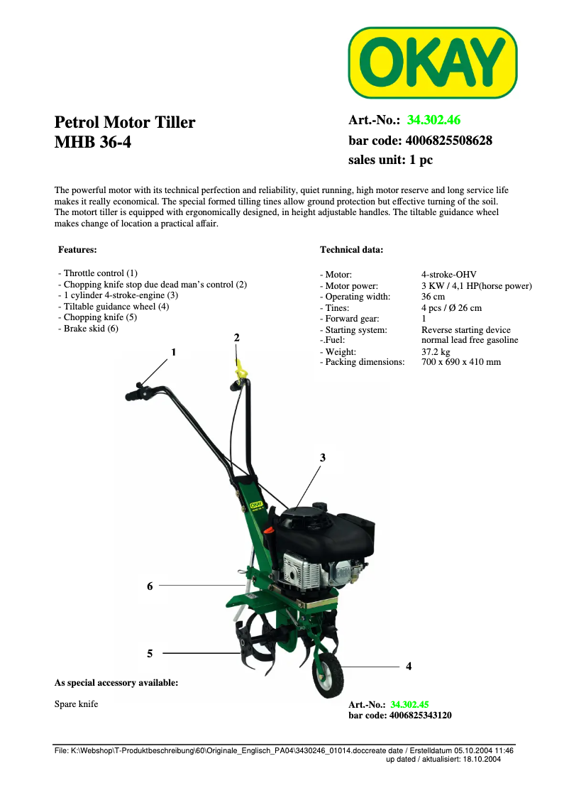 Page 1 de la notice Manuel utilisateur Bahr MHB 36-4